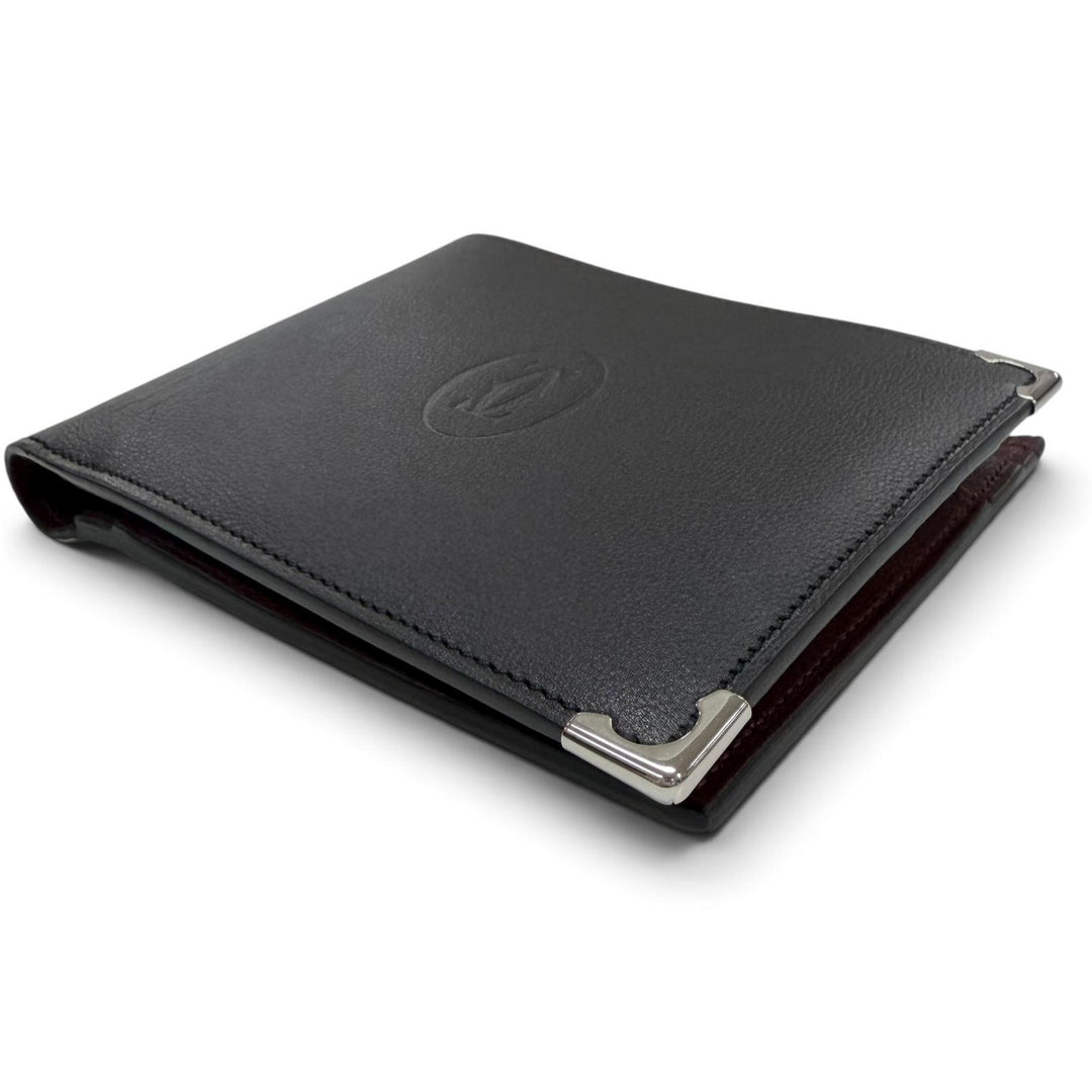 Excellent Cartier Bifold Wallet Must Line Logo-engraved wallet black leather
