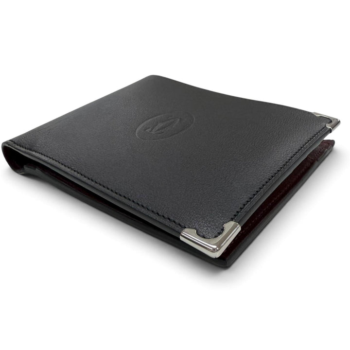 Excellent Cartier Bifold Wallet Must Line Logo-engraved wallet black leather