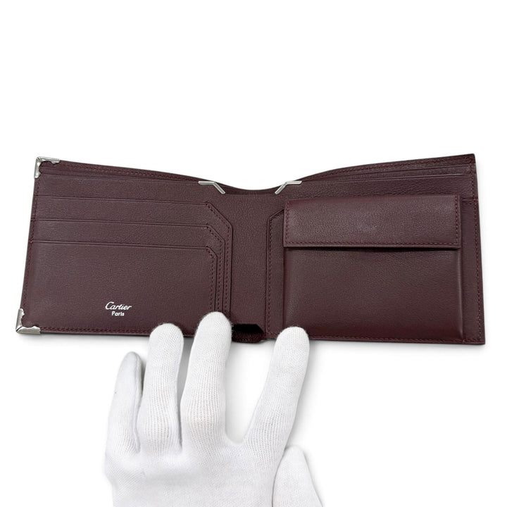 Excellent Cartier Bifold Wallet Must Line Logo-engraved wallet black leather
