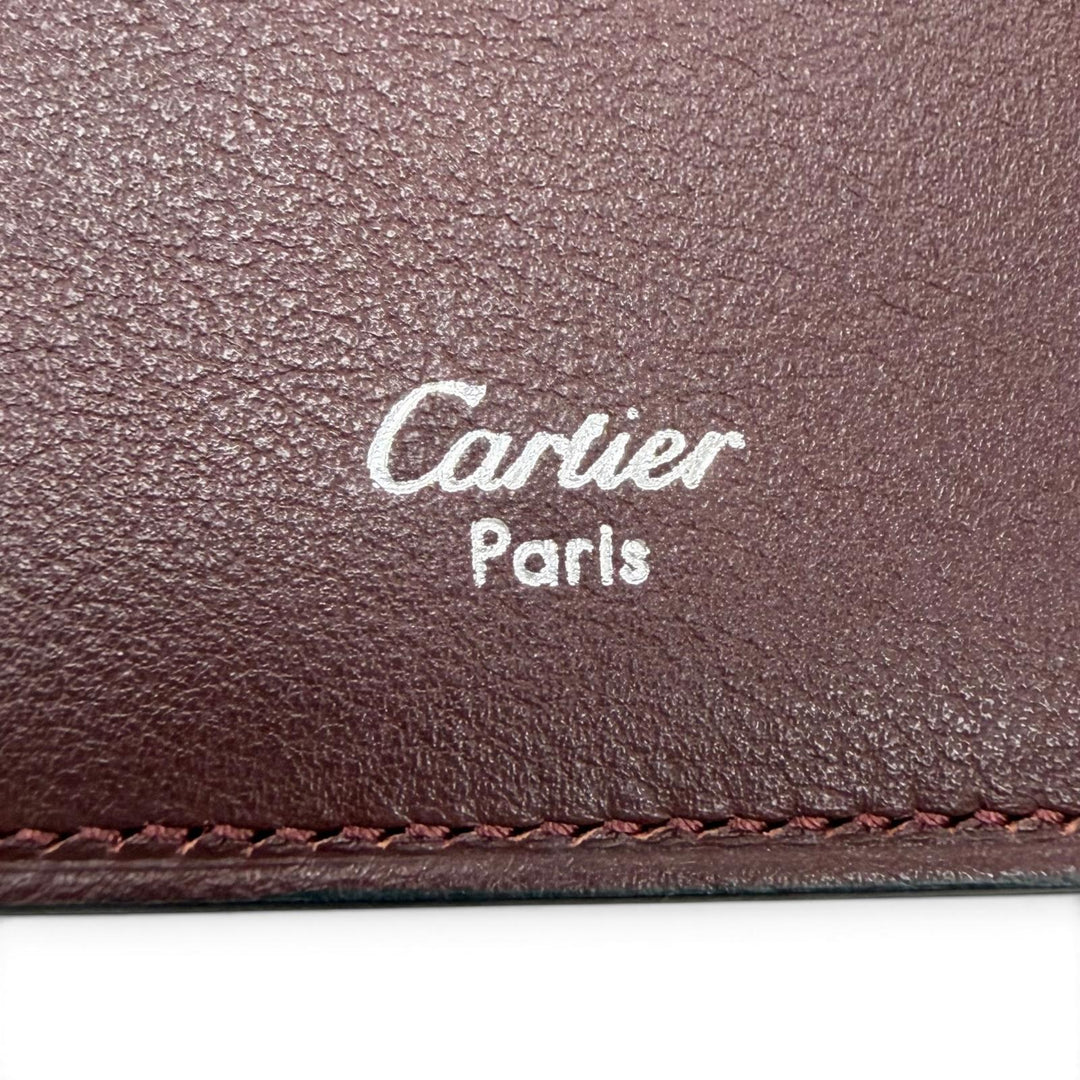 Excellent Cartier Bifold Wallet Must Line Logo-engraved wallet black leather