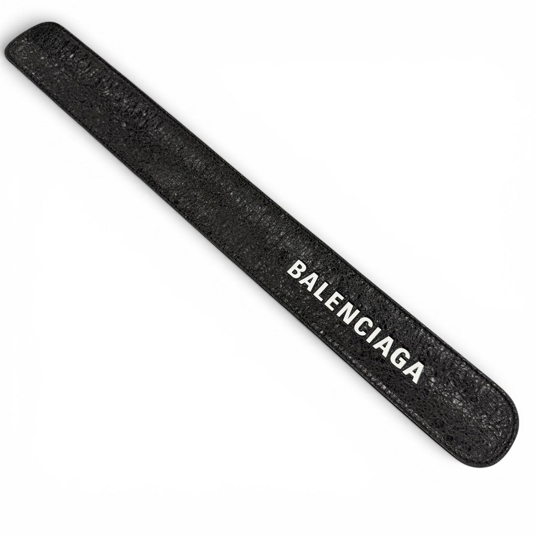 Great BALENCIAGA bracelet Logo print leather bangle black leather mens 469170