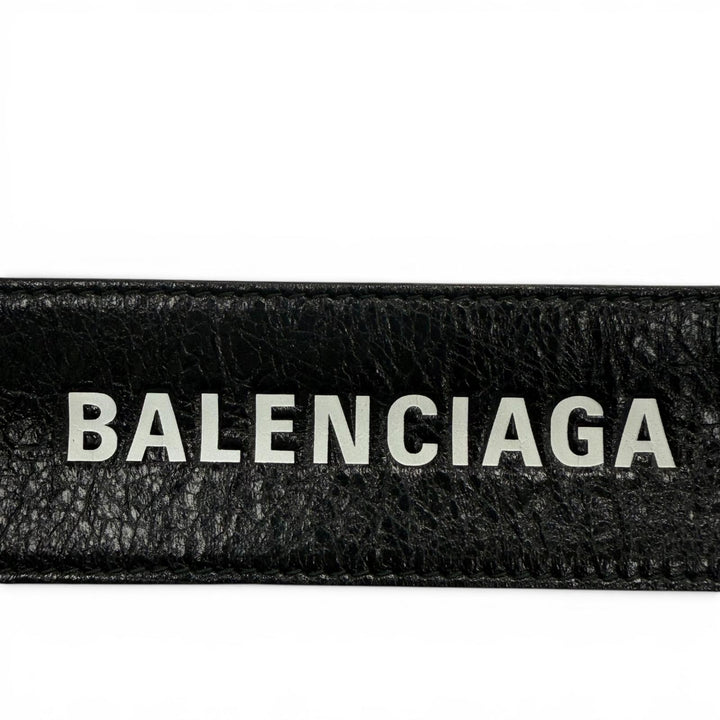 Great BALENCIAGA bracelet Logo print leather bangle black leather mens 469170