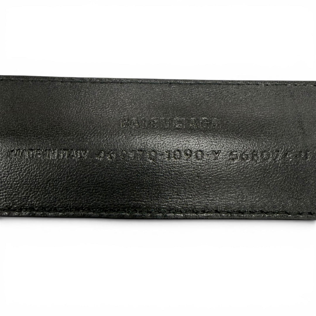 Great BALENCIAGA bracelet Logo print leather bangle black leather mens 469170