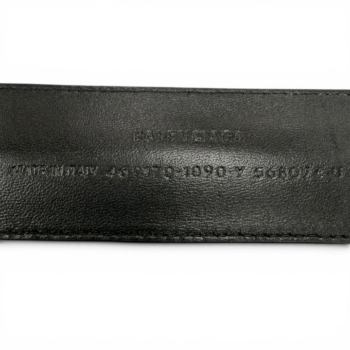 Great BALENCIAGA bracelet Logo print leather bangle black leather mens 469170
