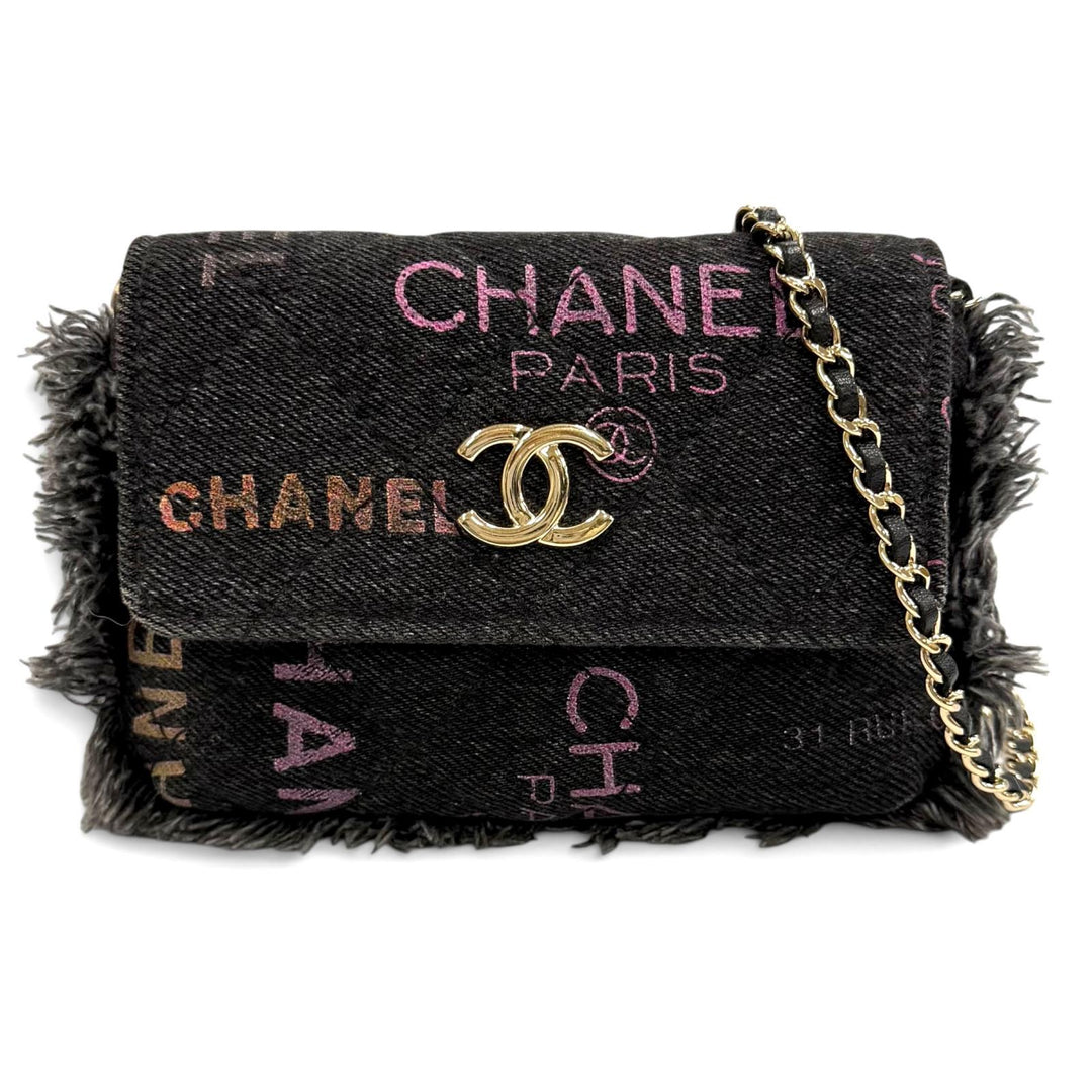 Excellent CHANEL Shoulder Bag black denim Women