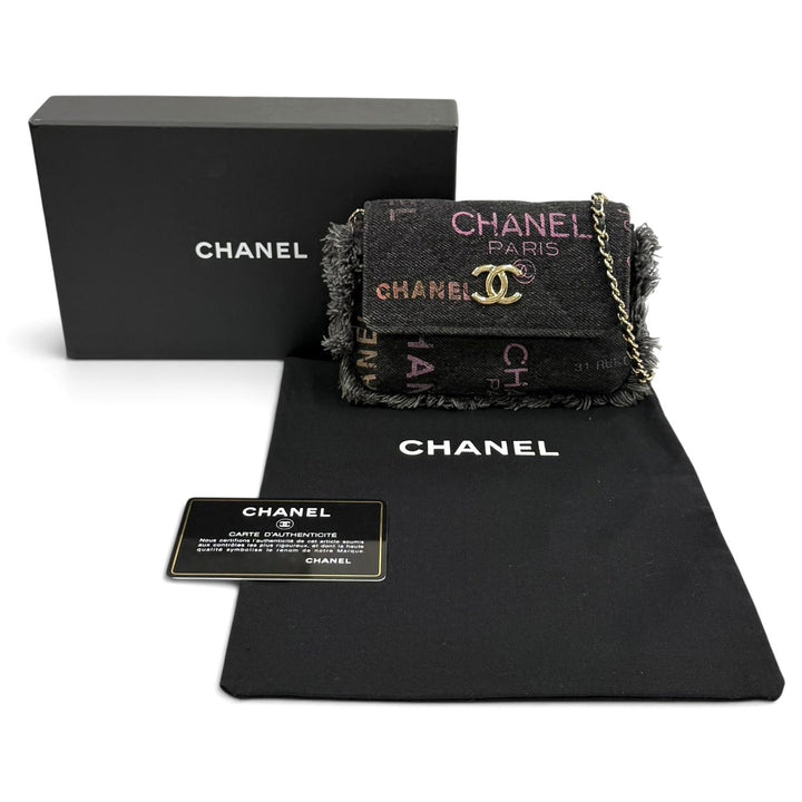 Excellent CHANEL Shoulder Bag black denim Women