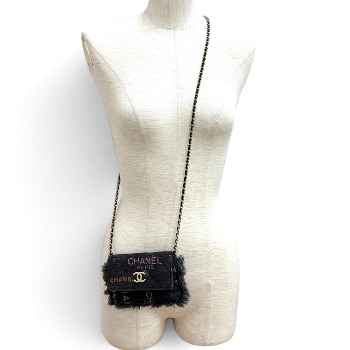Excellent CHANEL Shoulder Bag black denim Women