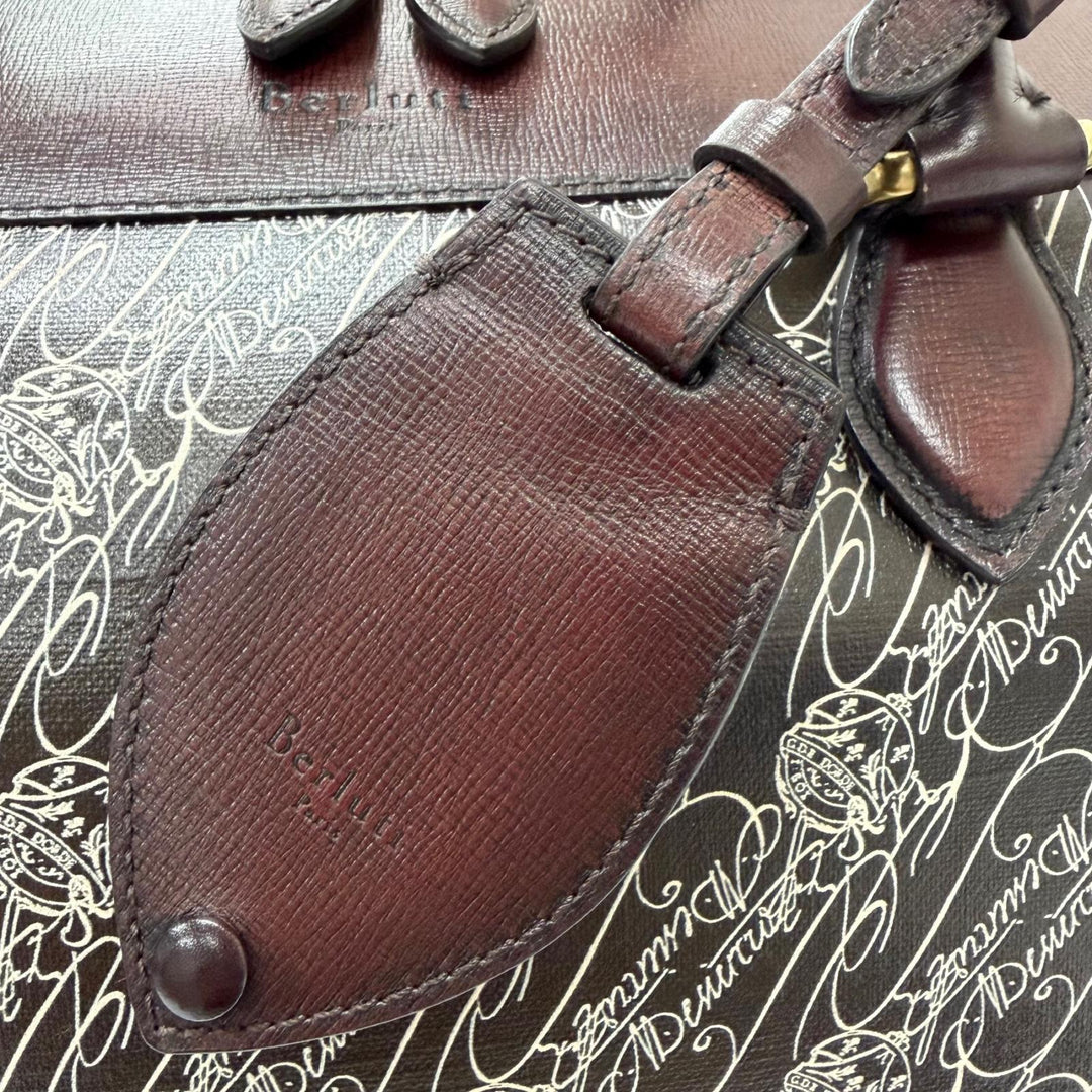 Excellent Berluti Boston bag Toile Marbouf Calligraphy Scritto Pattern 2-Way