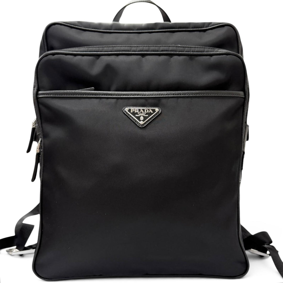 Excellent PRADA Backpack Daypack Triangle logo Re-Nylon black Nylon