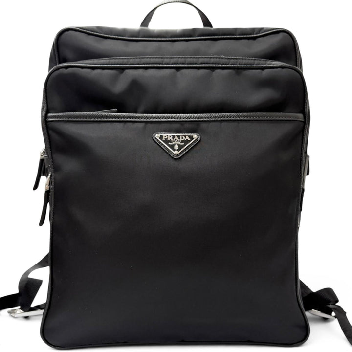 Excellent PRADA Backpack Daypack Triangle logo Re-Nylon black Nylon