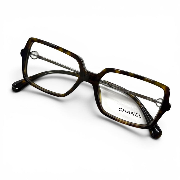 Excellent CHANEL Glasses Rectangle Shape Optical Brown Women 3487