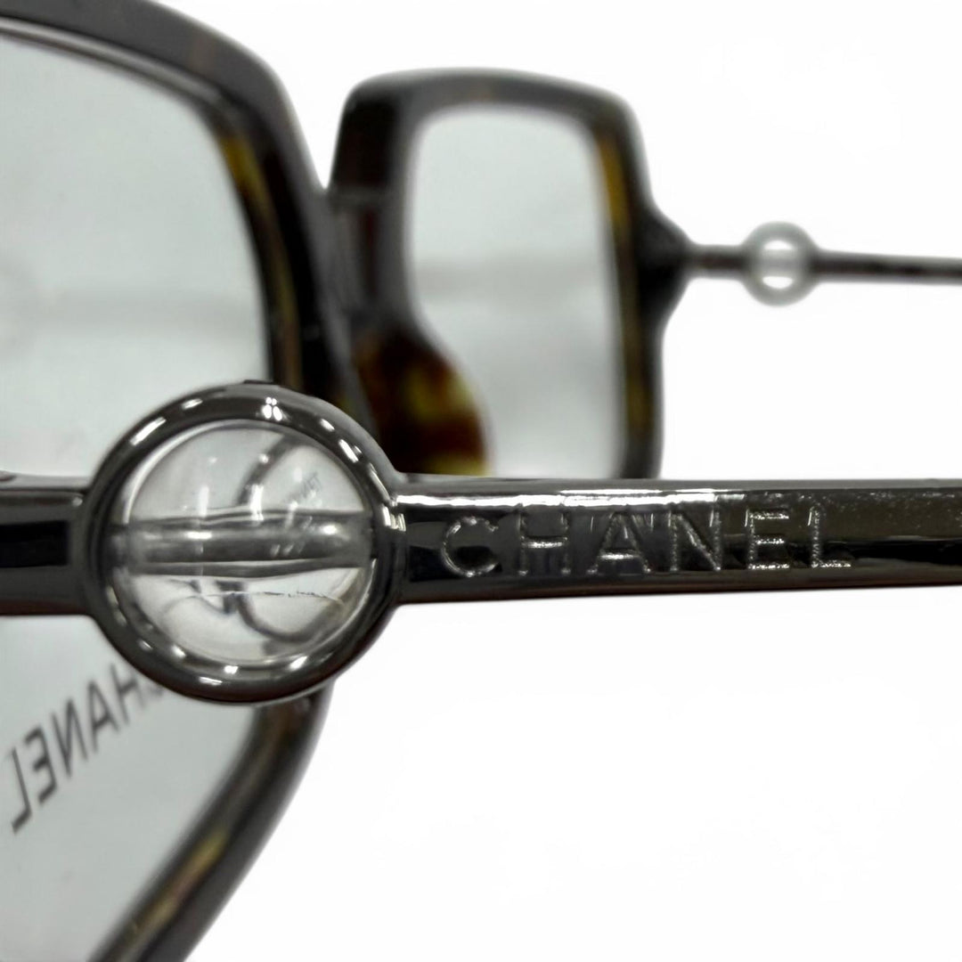 Excellent CHANEL Glasses Rectangle Shape Optical Brown Women 3487