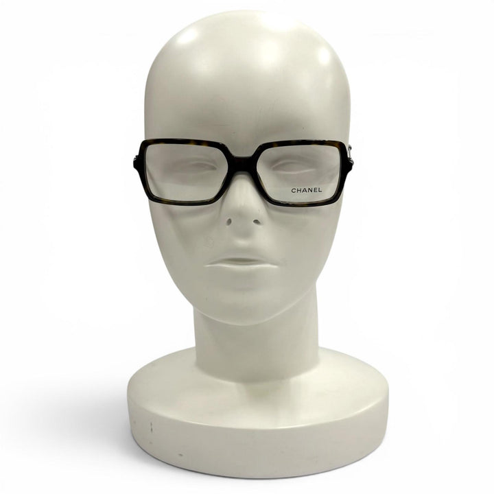 Excellent CHANEL Glasses Rectangle Shape Optical Brown Women 3487