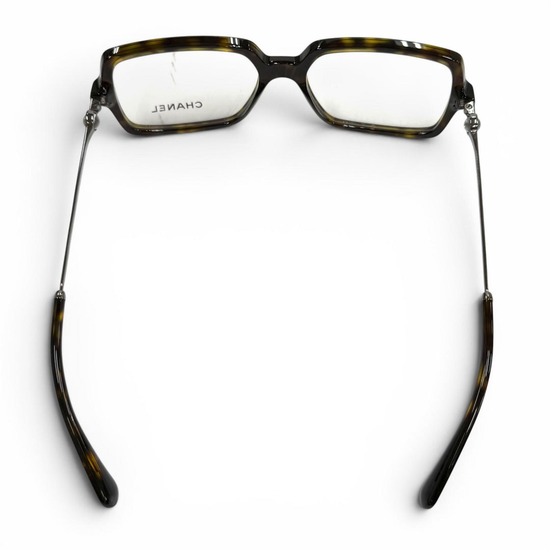 Excellent CHANEL Glasses Rectangle Shape Optical Brown Women 3487