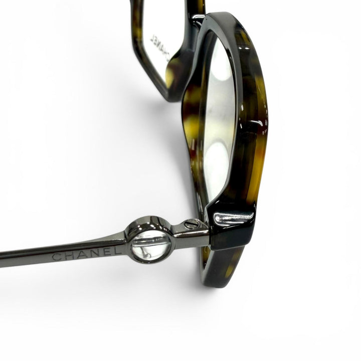 Excellent CHANEL Glasses Rectangle Shape Optical Brown Women 3487