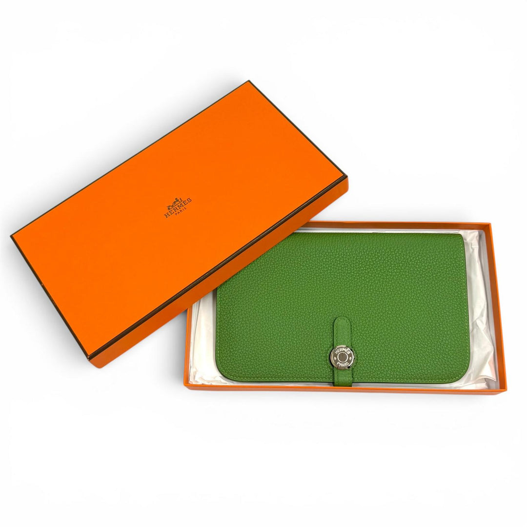 Great HERMES Purse Dogon GM Duo Serie Metal Togo Leather Women
