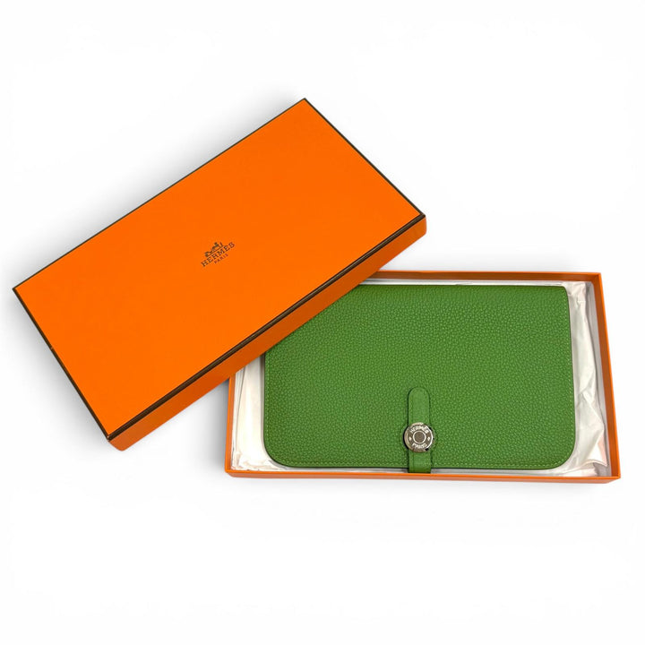 Great HERMES Purse Dogon GM Duo Serie Metal Togo Leather Women
