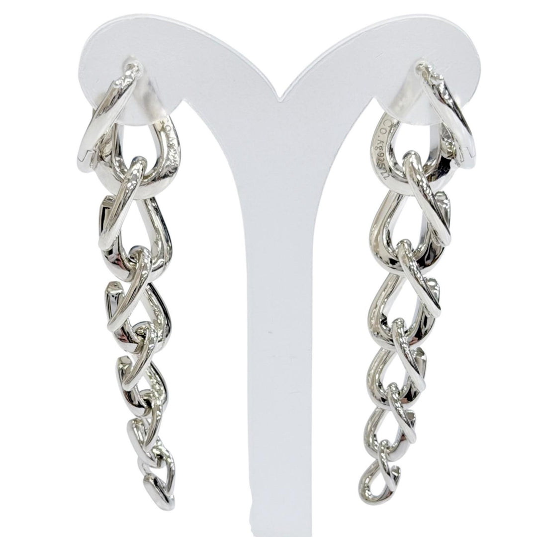 Great TIFFANY&Co. Pierce Forge Drop Link High Polish Silver AG925 Women