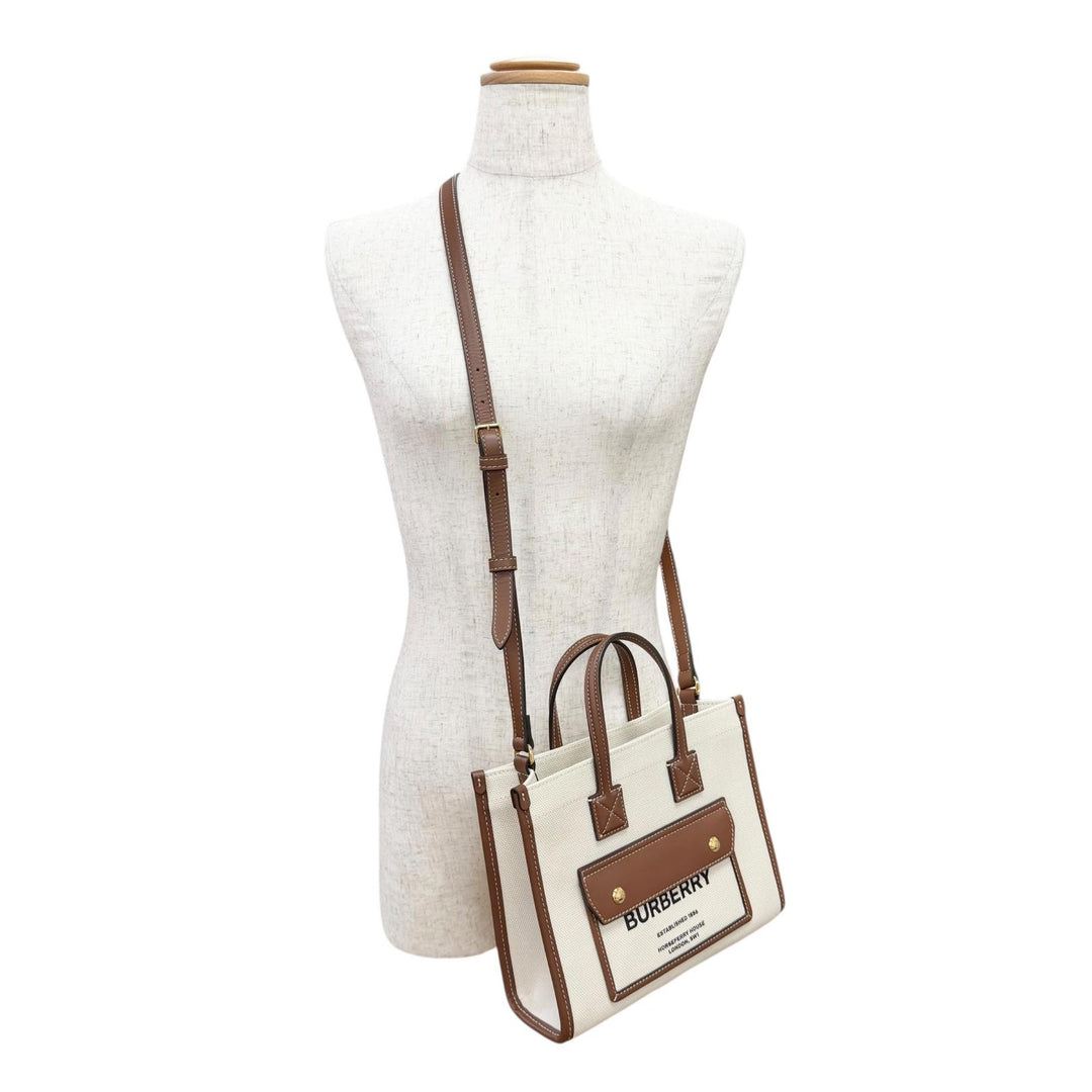 Excellent BURBERRY Shoulder Bag mini freya tote Canvas Leather 2WAY 8044143