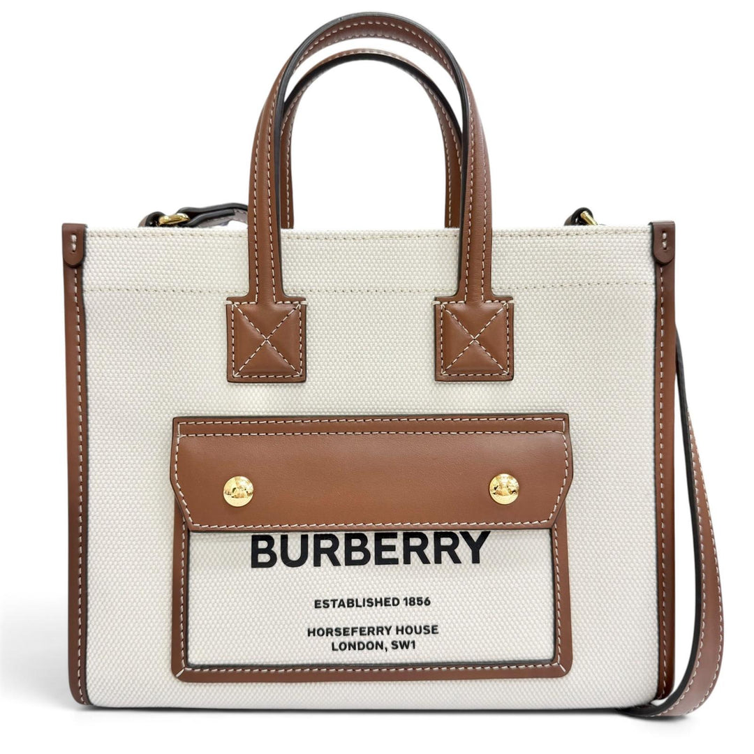 Excellent BURBERRY Shoulder Bag mini freya tote Canvas Leather 2WAY 8044143
