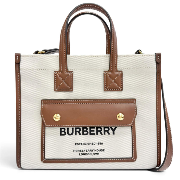 Excellent BURBERRY Shoulder Bag mini freya tote Canvas Leather 2WAY 8044143