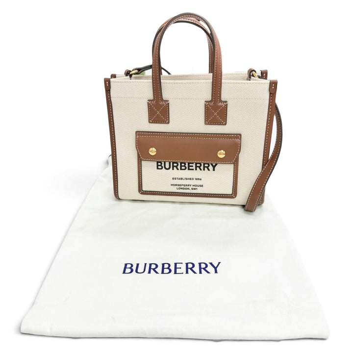 Excellent BURBERRY Shoulder Bag mini freya tote Canvas Leather 2WAY 8044143