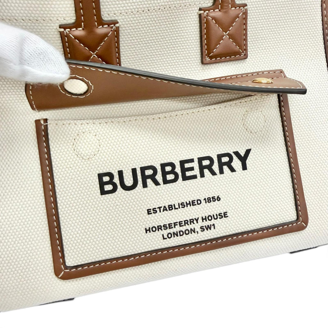 Excellent BURBERRY Shoulder Bag mini freya tote Canvas Leather 2WAY 8044143