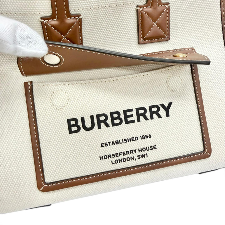 Excellent BURBERRY Shoulder Bag mini freya tote Canvas Leather 2WAY 8044143