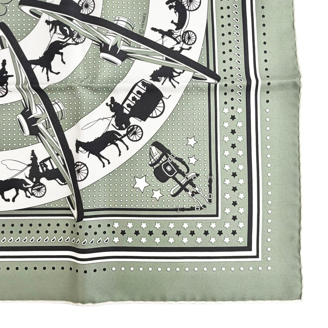 Pristine HERMES scarf Paris Qui Roule (Paris on a Wheel) Bandana Carre 55 silk