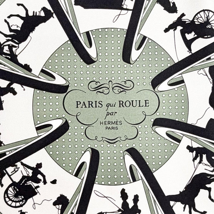 Pristine HERMES scarf Paris Qui Roule (Paris on a Wheel) Bandana Carre 55 silk