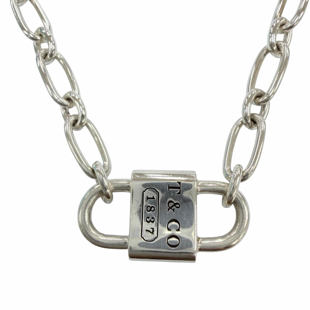 Great TIFFANY&Co. Small Double Lock Necklace Accessories Silver AG925 Women