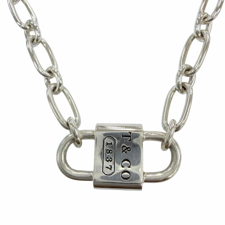 Great TIFFANY&Co. Small Double Lock Necklace Accessories Silver AG925 Women