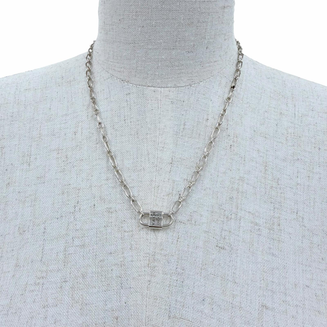 Great TIFFANY&Co. Small Double Lock Necklace Accessories Silver AG925 Women