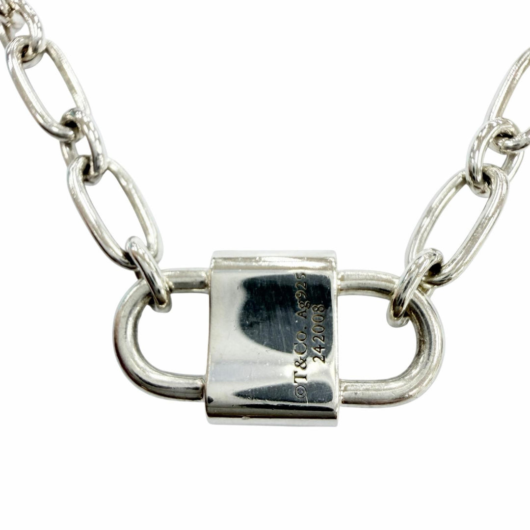 Great TIFFANY&Co. Small Double Lock Necklace Accessories Silver AG925 Women
