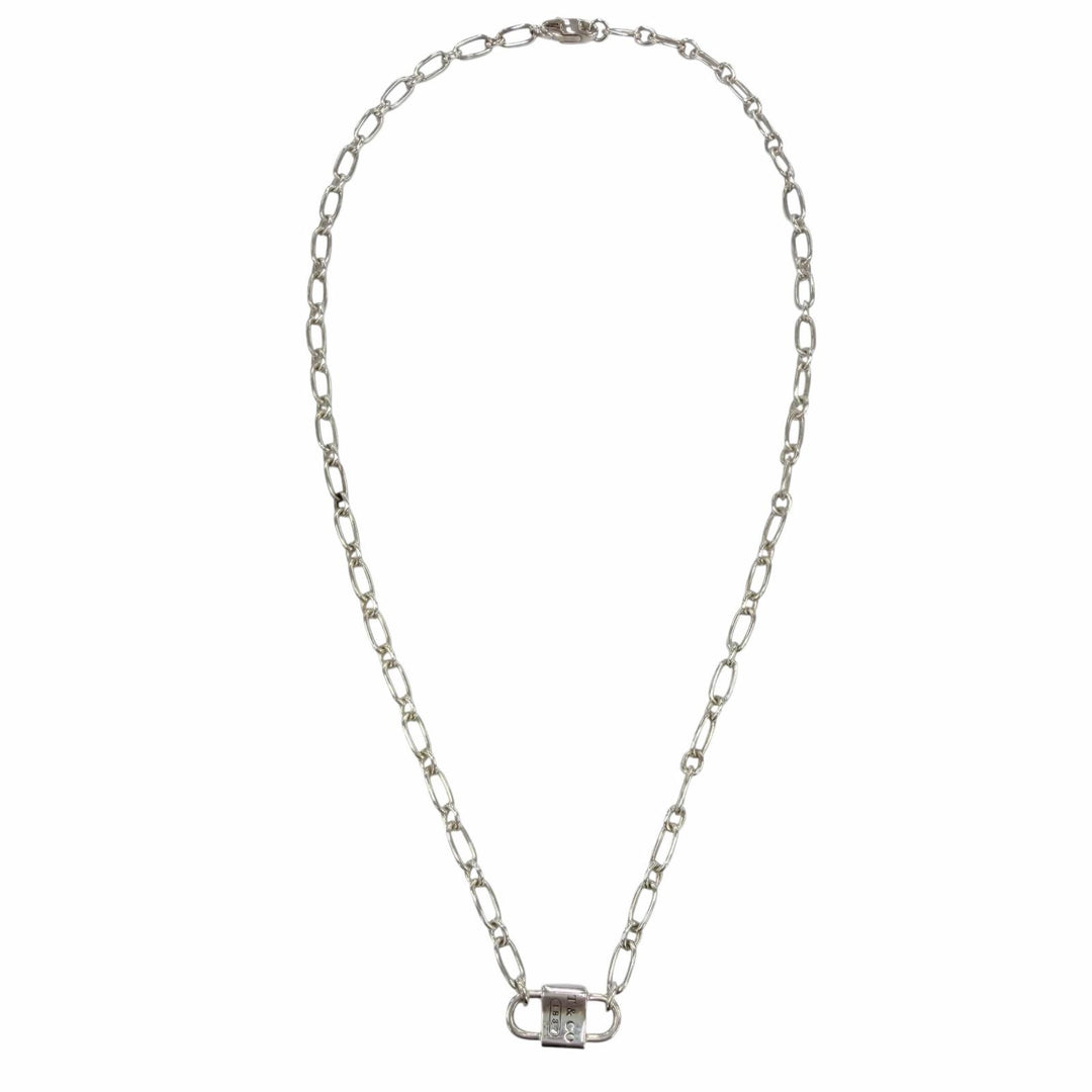 Great TIFFANY&Co. Small Double Lock Necklace Accessories Silver AG925 Women