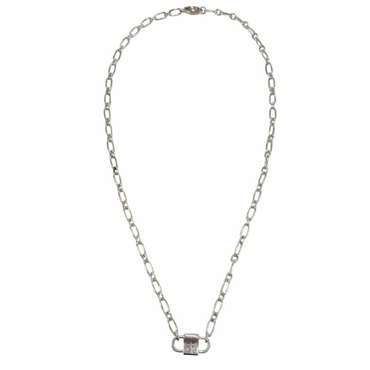 Great TIFFANY&Co. Small Double Lock Necklace Accessories Silver AG925 Women