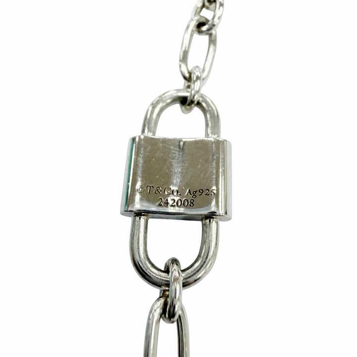 Great TIFFANY&Co. Small Double Lock Necklace Accessories Silver AG925 Women