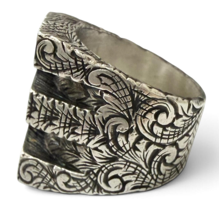 Great GUCCI Ring ring Arabesque alphabet E letter Silver AG925 mens S
