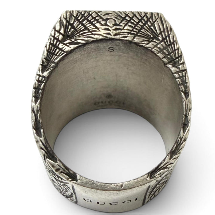 Great GUCCI Ring ring Arabesque alphabet E letter Silver AG925 mens S