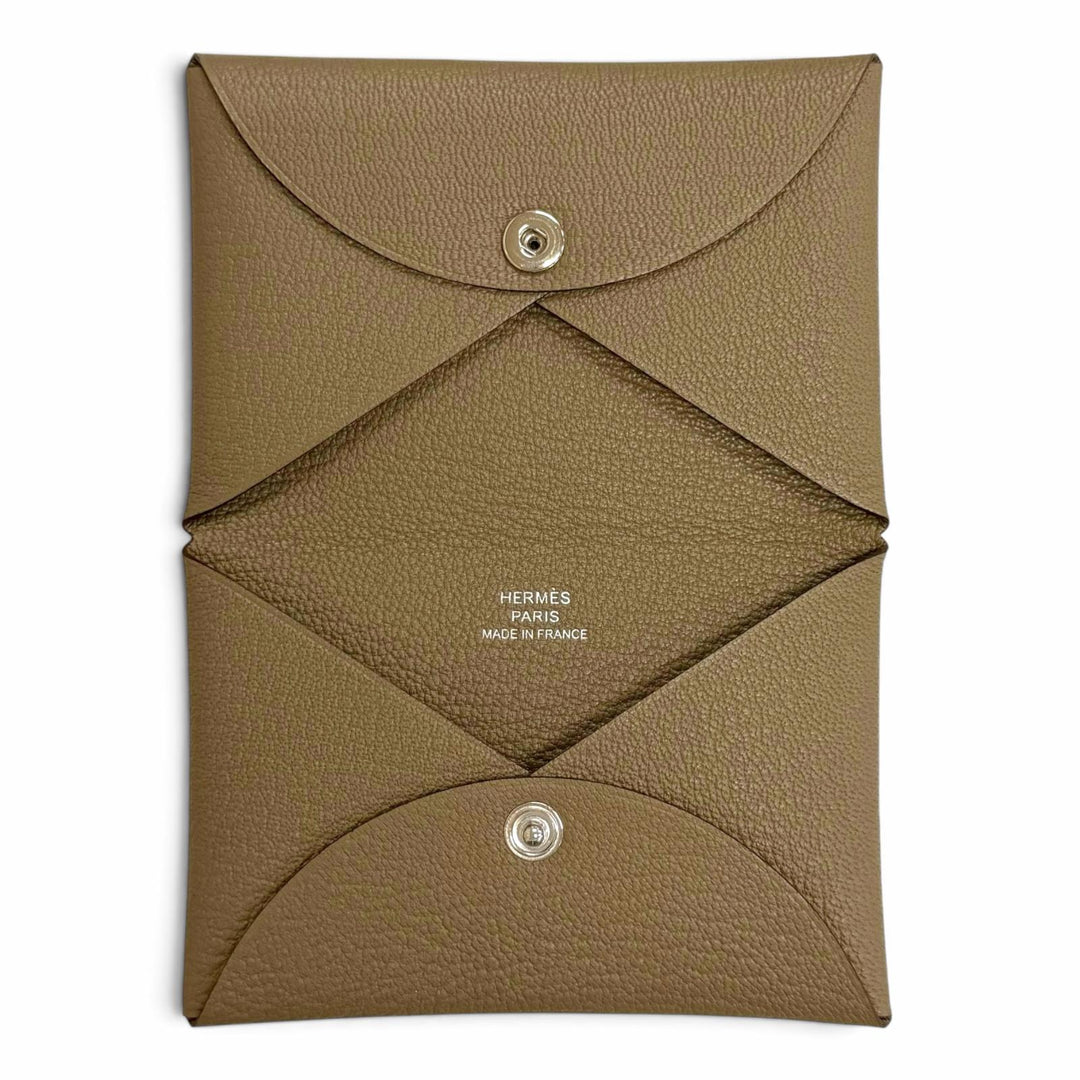 Pristine HERMES Card Case Calvi Bifold Wallet Pass Case Business Shave