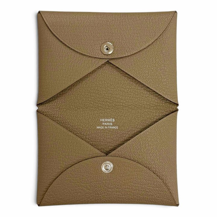 Pristine HERMES Card Case Calvi Bifold Wallet Pass Case Business Shave