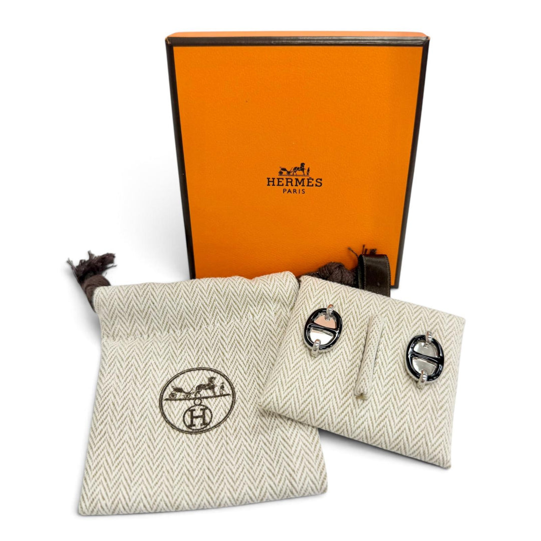 Great HERMES Mini Mayon Chaine d'Ancre Pierce Earrings H100052FP03