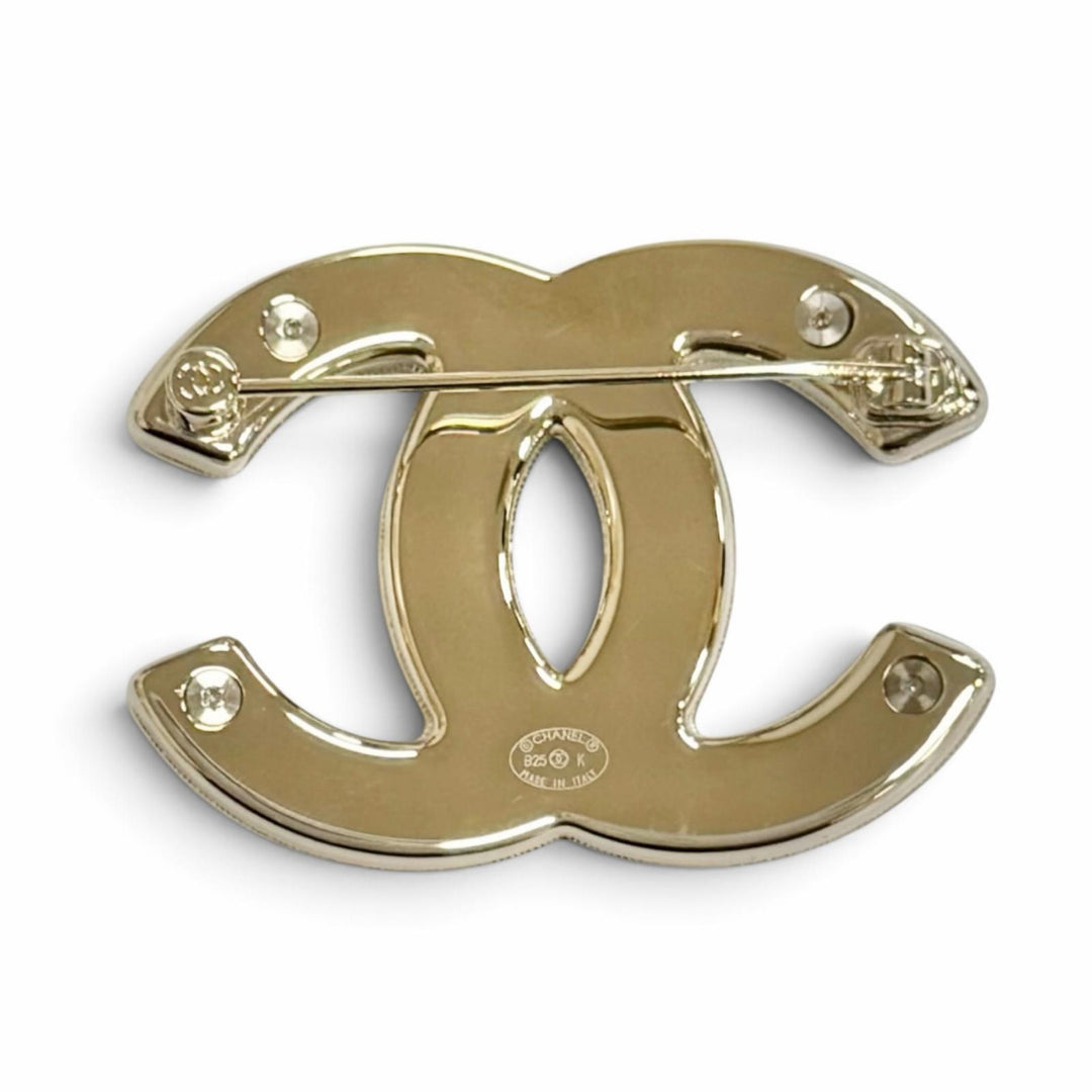 Excellent CHANEL Brooch COCO Mark logo stitching Silver Women B25K ABG445
