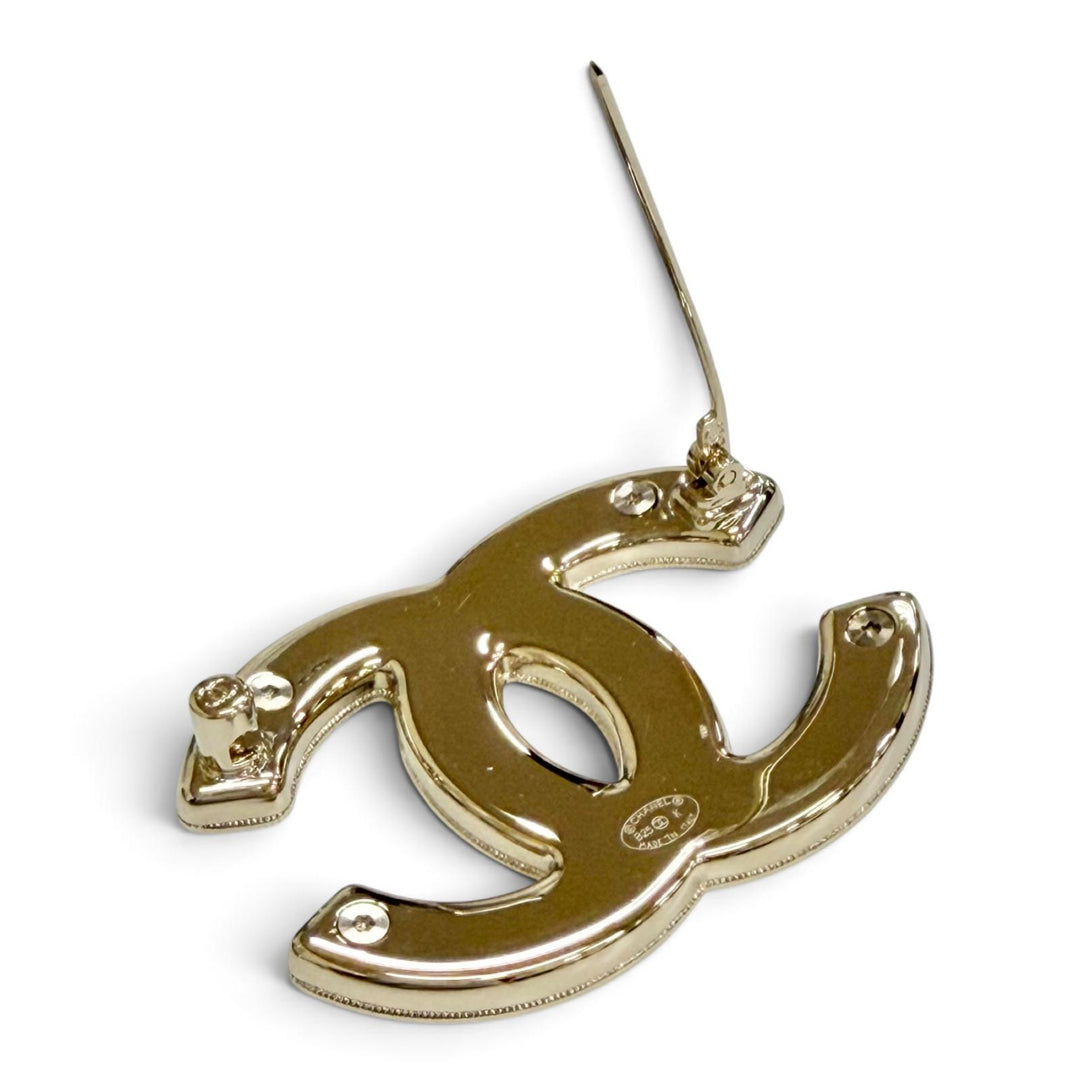 Excellent CHANEL Brooch COCO Mark logo stitching Silver Women B25K ABG445