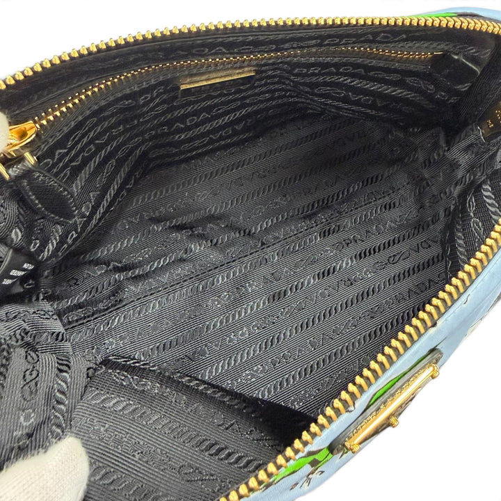 Excellent PRADA Pouch Triangle logo Re-Nylon surf print wristlet included 1NS693