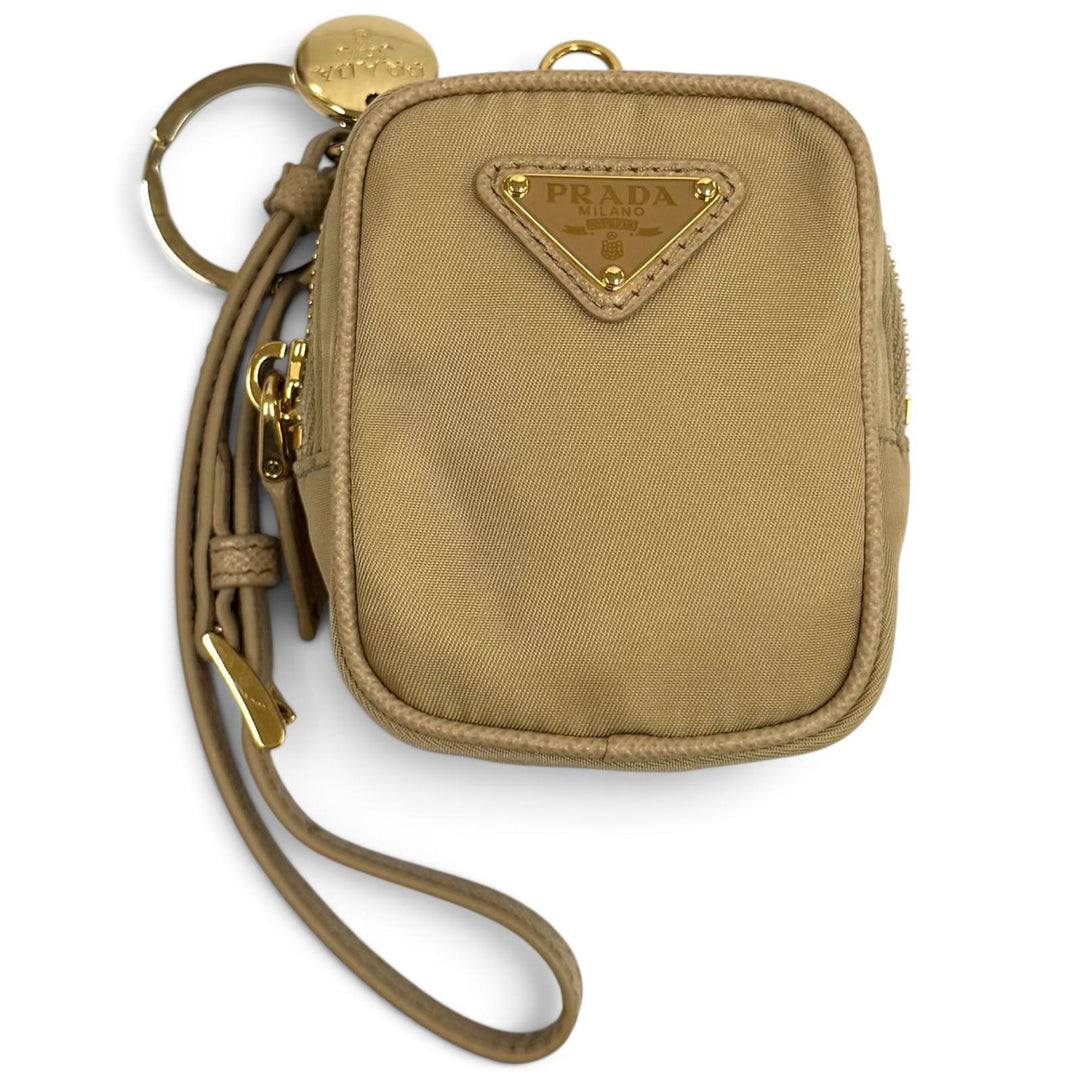 Great PRADA Pouch Mini pouch with wristlet and triangle logo beige Women 1TT200