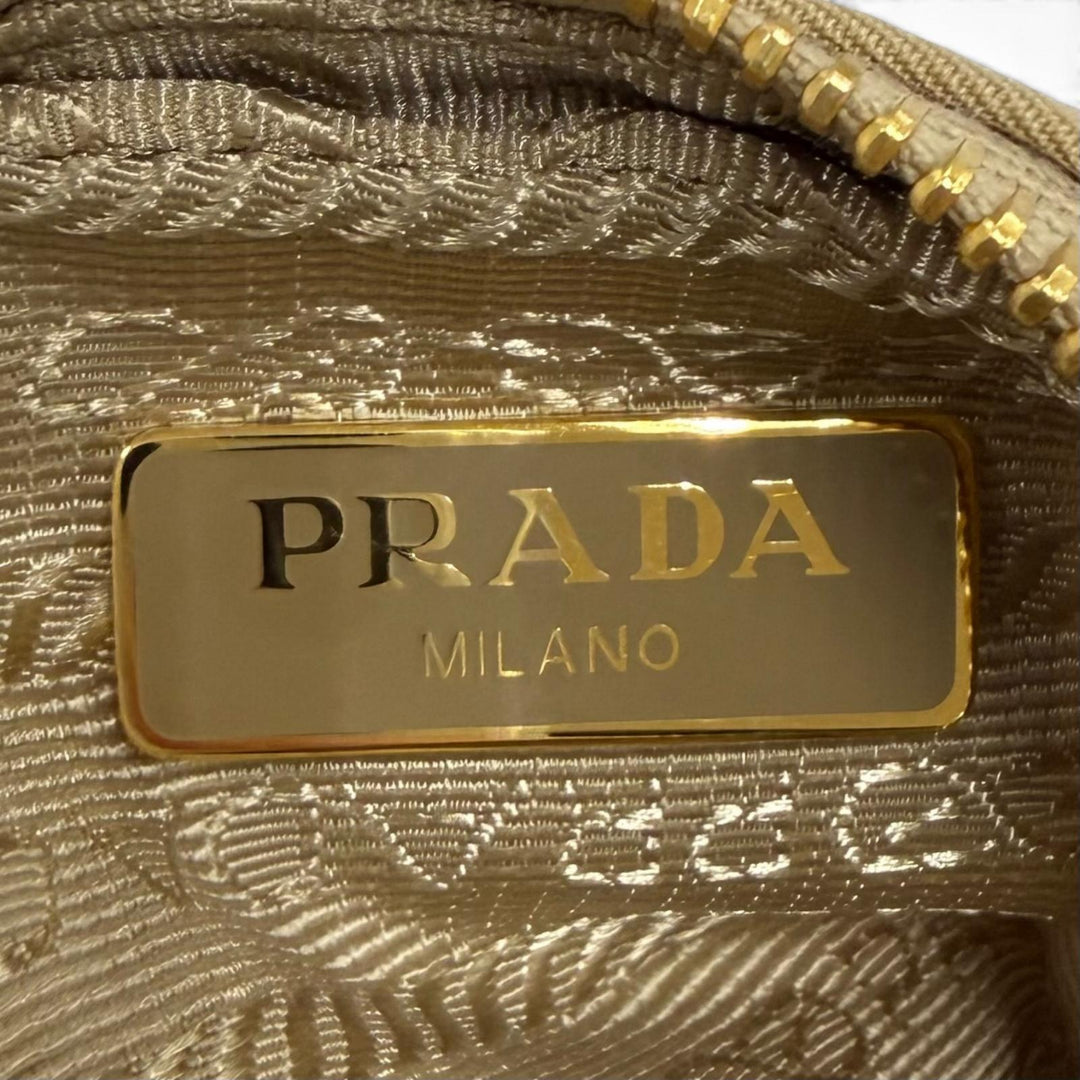Great PRADA Pouch Mini pouch with wristlet and triangle logo beige Women 1TT200