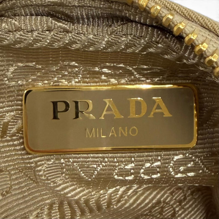 Great PRADA Pouch Mini pouch with wristlet and triangle logo beige Women 1TT200
