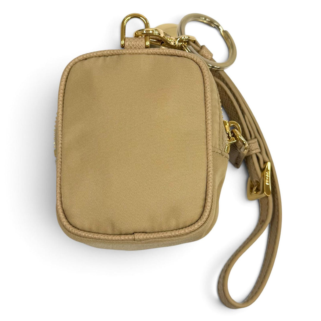Great PRADA Pouch Mini pouch with wristlet and triangle logo beige Women 1TT200
