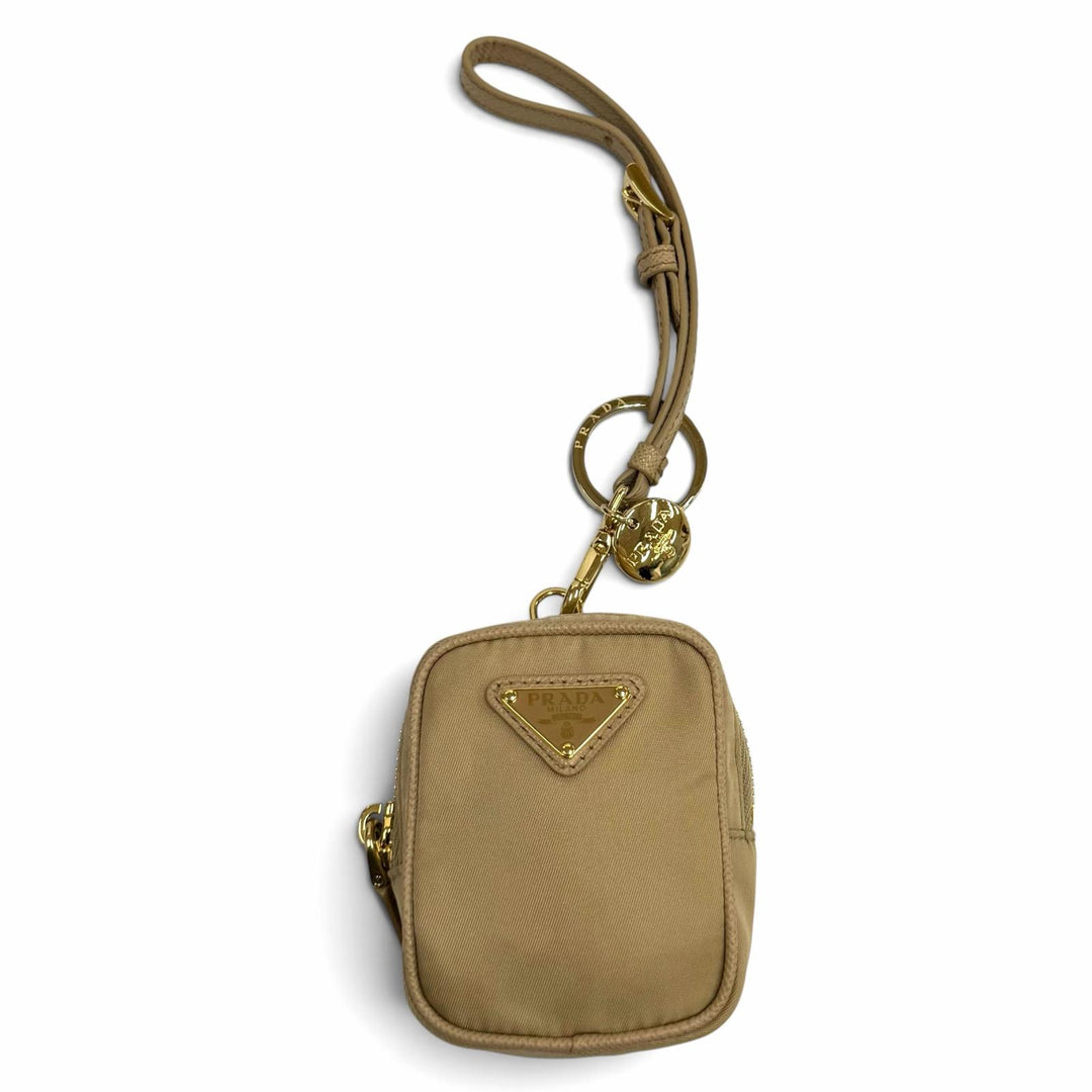 Great PRADA Pouch Mini pouch with wristlet and triangle logo beige Women 1TT200